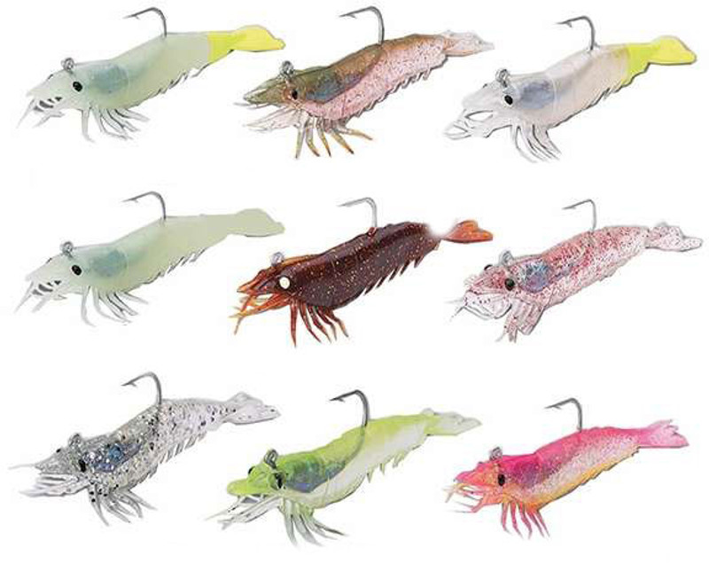 Artificial Soft Plastic Inshore Shrimp Lure Pre-Rigged Pearl/Chartreuse 10  Pack