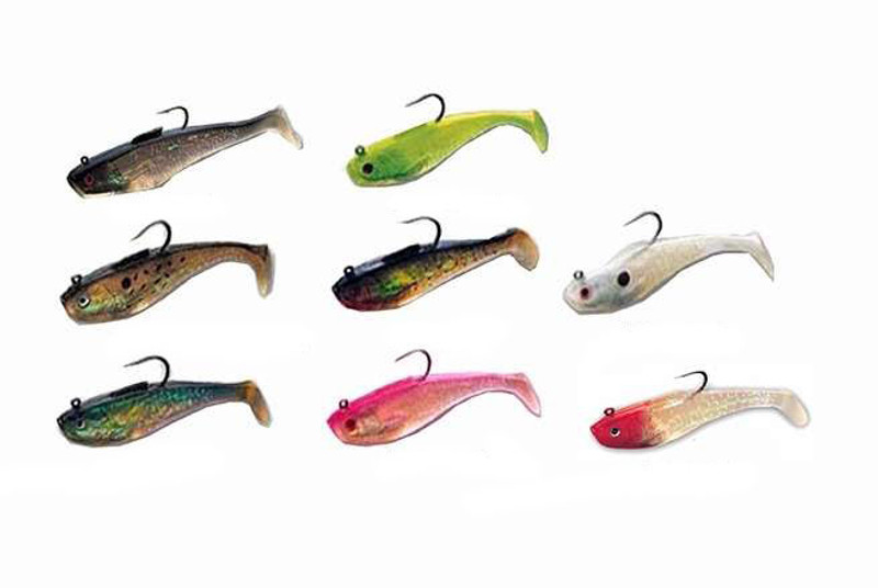 Tsunami 4 Pack of Tsunami Pro Rigged 4 Holographic Soft Plastic Swim Shads-Golden  Bunker 1EA