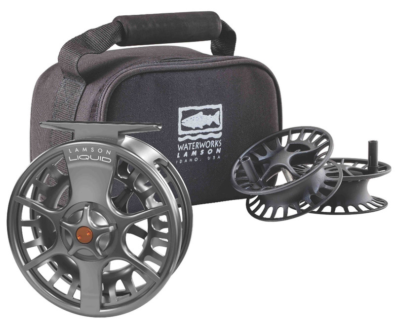 Waterworks Lamson Liquid -5+ Reel and Spool 3pk - Smoke - TackleDirect