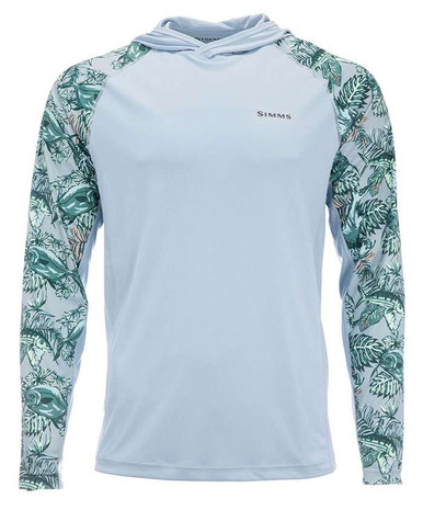 Sweat Simms Fishing Solarflex Cloud Camo Bleu L - Ultra Doux 50 UPF, Neuf