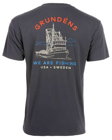 Grundens Tech Tee Short Sleeve Shirt Linear Wave Print 3XLarge