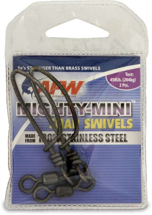 American Fishing Wire Mighty Mini Snap Swivels (100-Percent Stainless Steel) Black Color Size 5 120 Pound Test 50-Pieces