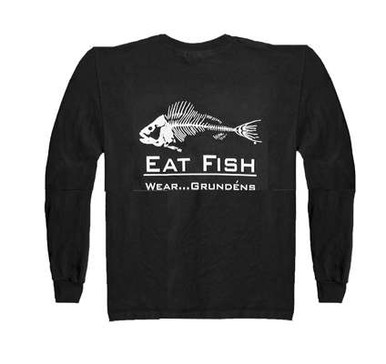 Casquette Grundens Noir Brodée 'Eat Fish Wear Grundens' – Coton Toile Ajustable, Unisexe