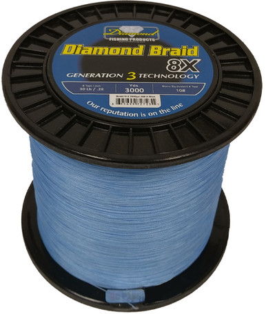 Momoi Diamond Braid Generation III フィッシングライン 8X オフショアブルー 100ポンド 300ヤード Diamond Braid Gen III 8X Braid - Blue - 20lb - 300yd - TackleDirect