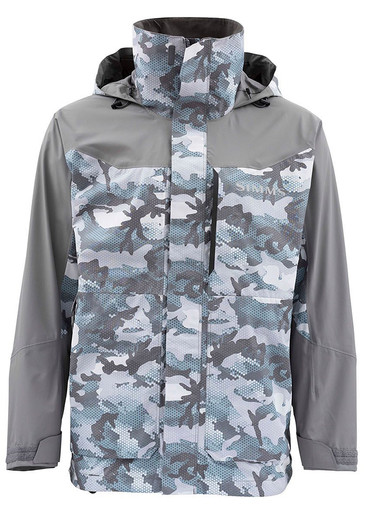 Simms Challenger Fishing Jacket Hex Flo Camo Grey Blue