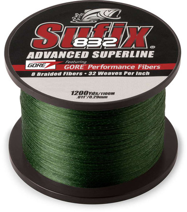 Sufix 832 Advanced Superline Lo-Vis Green 1200 yds - TackleDirect