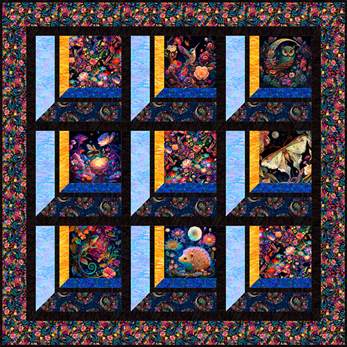 Night Garden Moonlit Windows Quilt The Blank Quilting Corp.