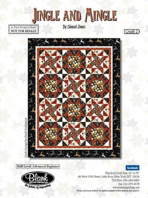 Blank Quilting Mistletoe Magic Black Snowflake Fabric