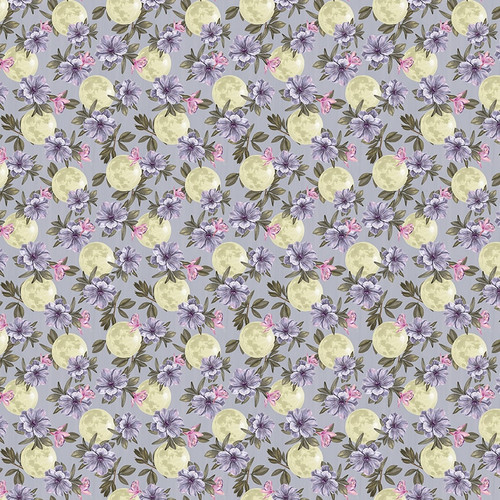 Blank Quilting, Raquel Maciel, 2901-50 Lt Purple, Moons with Flowers, MIDNIGHTREND-B-2901-50