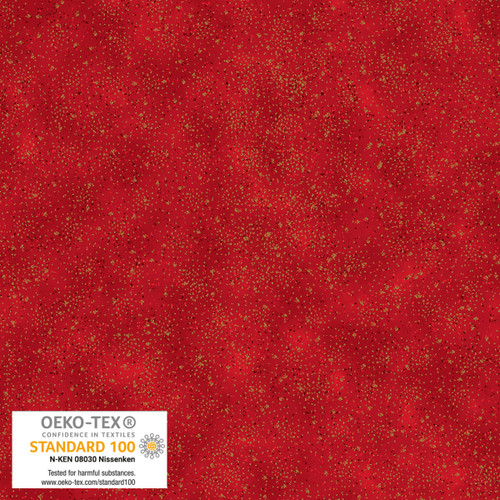 Stof Fabrics Mini Snowflakes on Deep Red Cotton Lycra Knit 