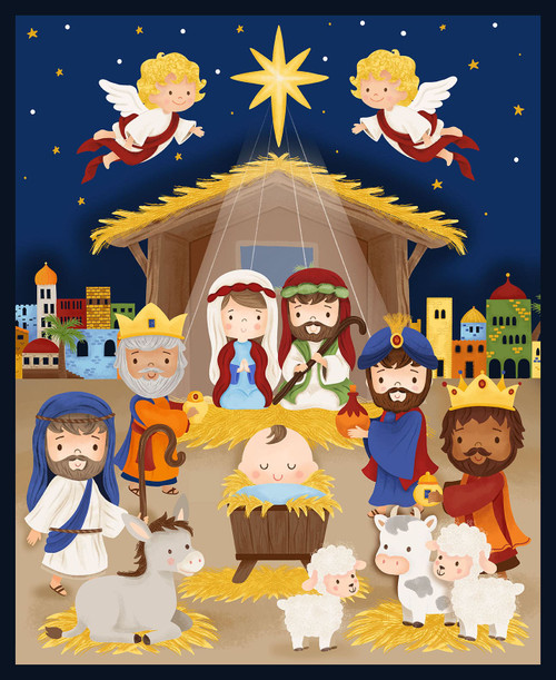 4195P-77  Blue || Away in a Manger