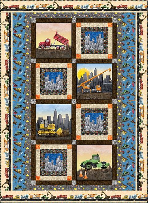 Let's Get Building - Construction Site Twin Sized Quilt Let's Get Building - Construction Site Twin Sized Quilt