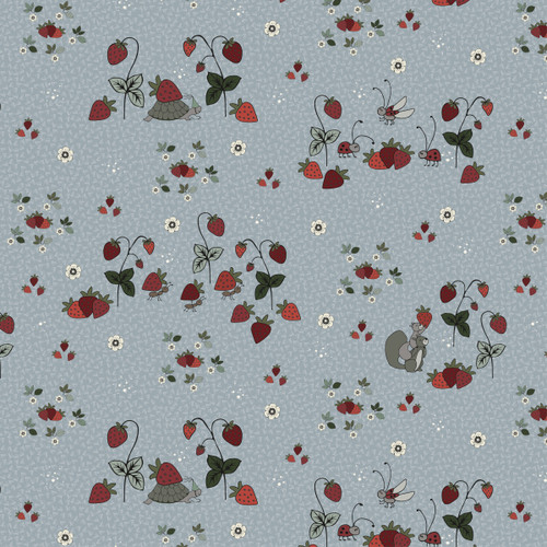 4504-295 Blue || Stof Strawberry Mischief