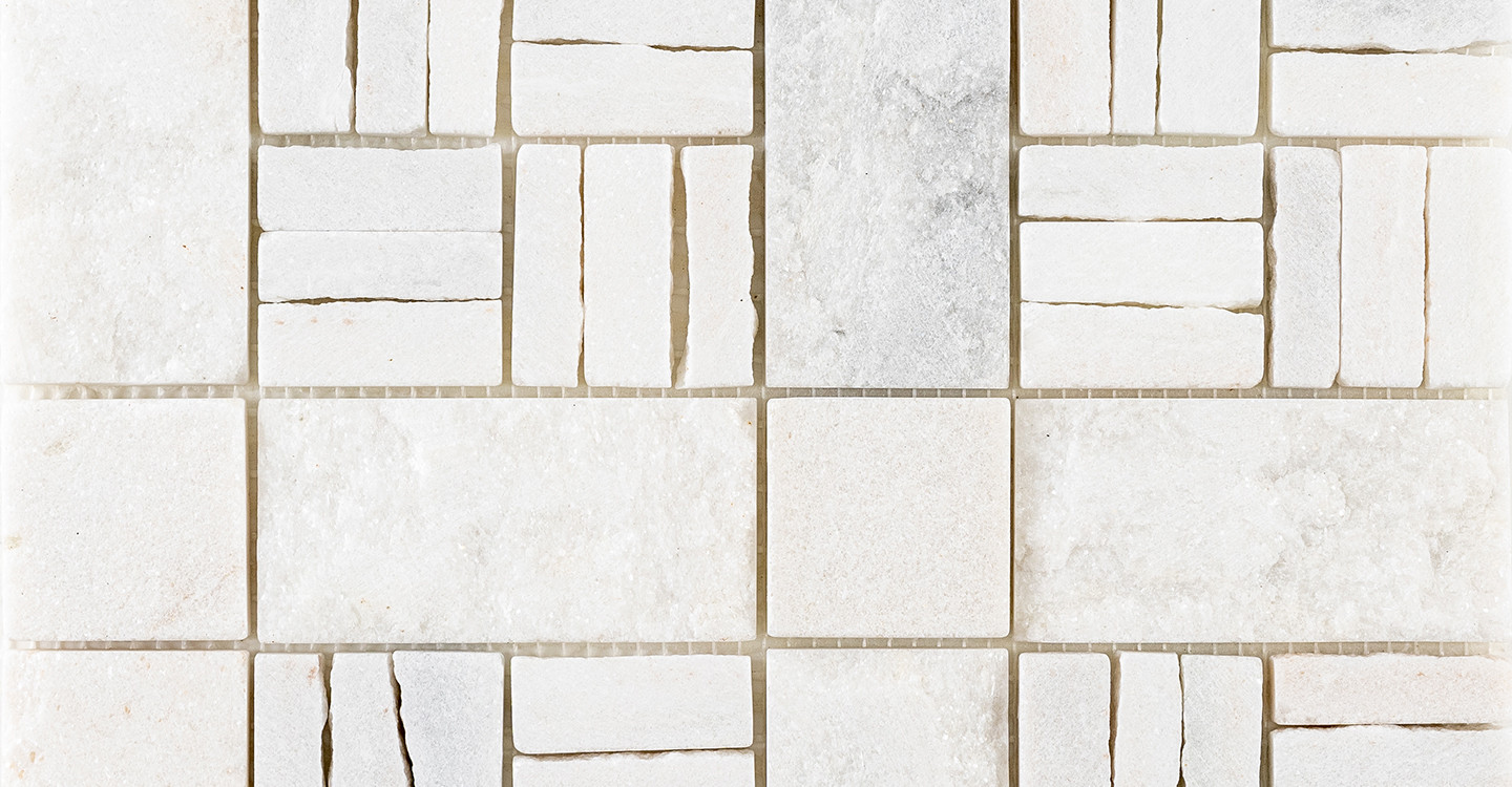 Mikado Stone Mosaic - Borders White Honed