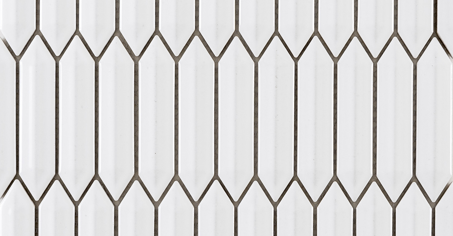 Eden Glazed Porcelain Mosaic - Dimensional Picket White Glossy