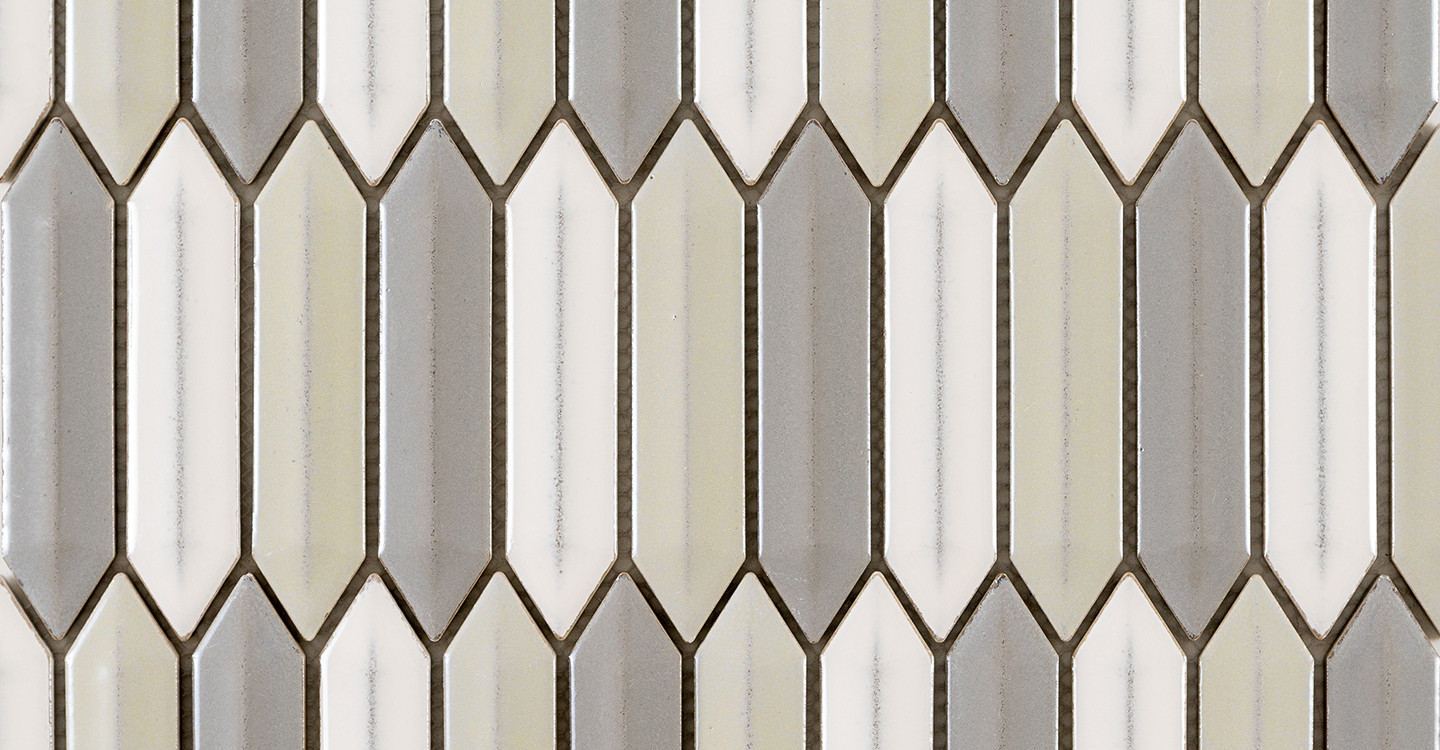 Eden Glazed Porcelain Mosaic - Dimensional Picket Mix Glossy