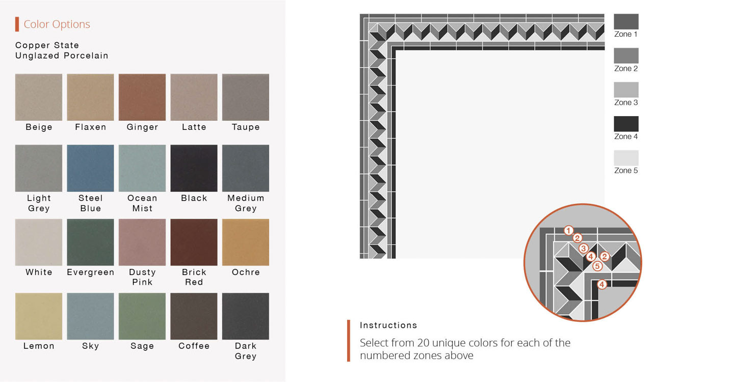 Copper State Parque - Jasmine Border Matte | Unglazed Porcelain