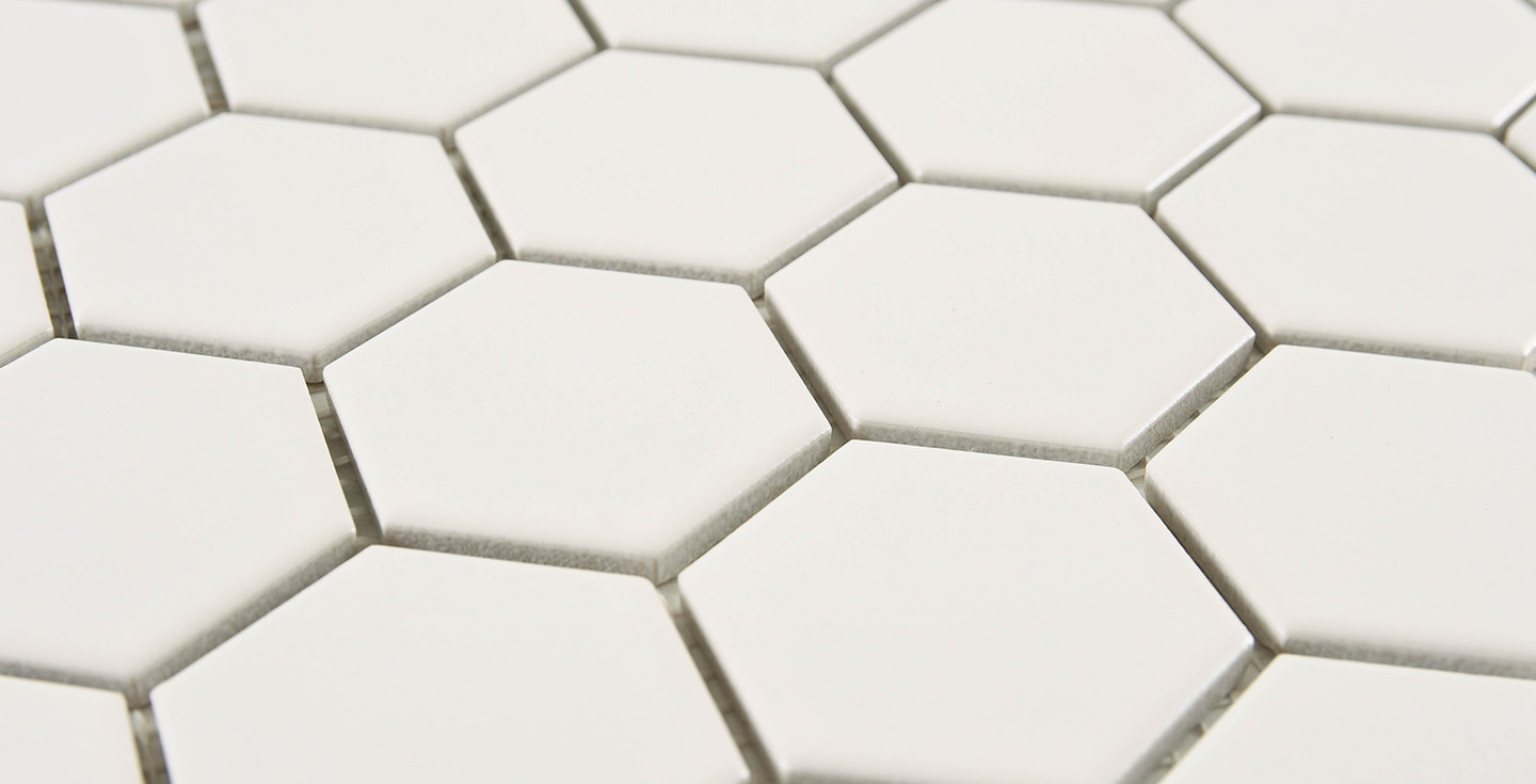 Eden Glazed Porcelain Mosaic - 2" Hexagon White Matte