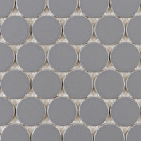 Eden Glazed Porcelain Mosaic - 2" Penny Rounds Grey Matte