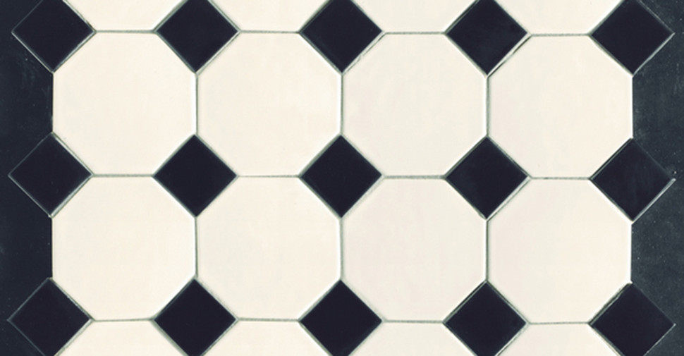 Porto Classic Floor - White Octagon/Black Dot