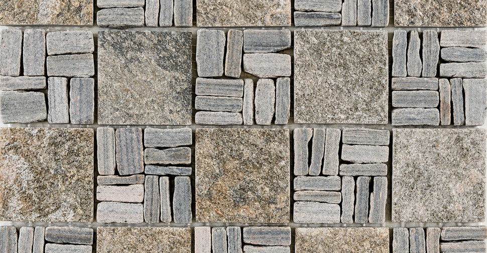 Mikado Stone Mosaic - Stacked Blocks Grey Honed