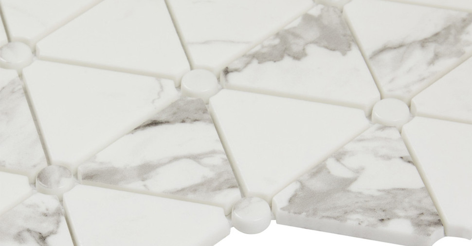 Avi Glass Marble Mosaics - Bianco Triangle Matte