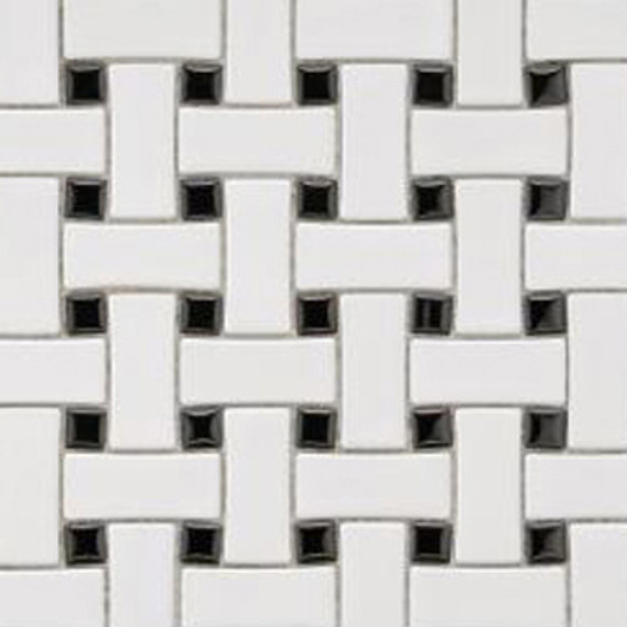 Eden Glazed Porcelain Mosaic - Basket Weave White & Black Matte