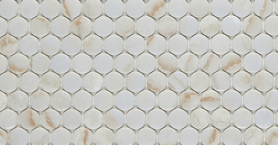 Avi Glass Marble Mosaics - Oro Pennyround Matte/Glossy
