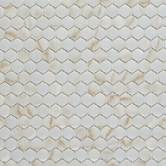 Avi Glass Marble Mosaics - Oro Pennyround Matte/Glossy