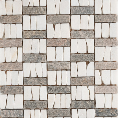 Mikado Stone Mosaic - Sateen White Honed