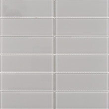 Classic Tile Pane Glass Mosaic - Light Grey Glossy