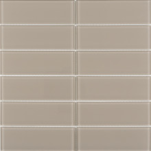 Classic Tile Pane Glass Mosaic - Taupe Glossy