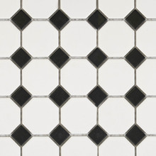 Eden Glazed Porcelain Mosaic - Oct and Dot Snow White & Black Matte