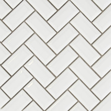 Eden Glazed Porcelain Mosaic - Beveled Herringbone White Glossy