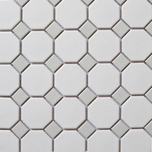 Eden Glazed Porcelain Mosaic - Oct and Dot Snow White Matte & Grey Glossy