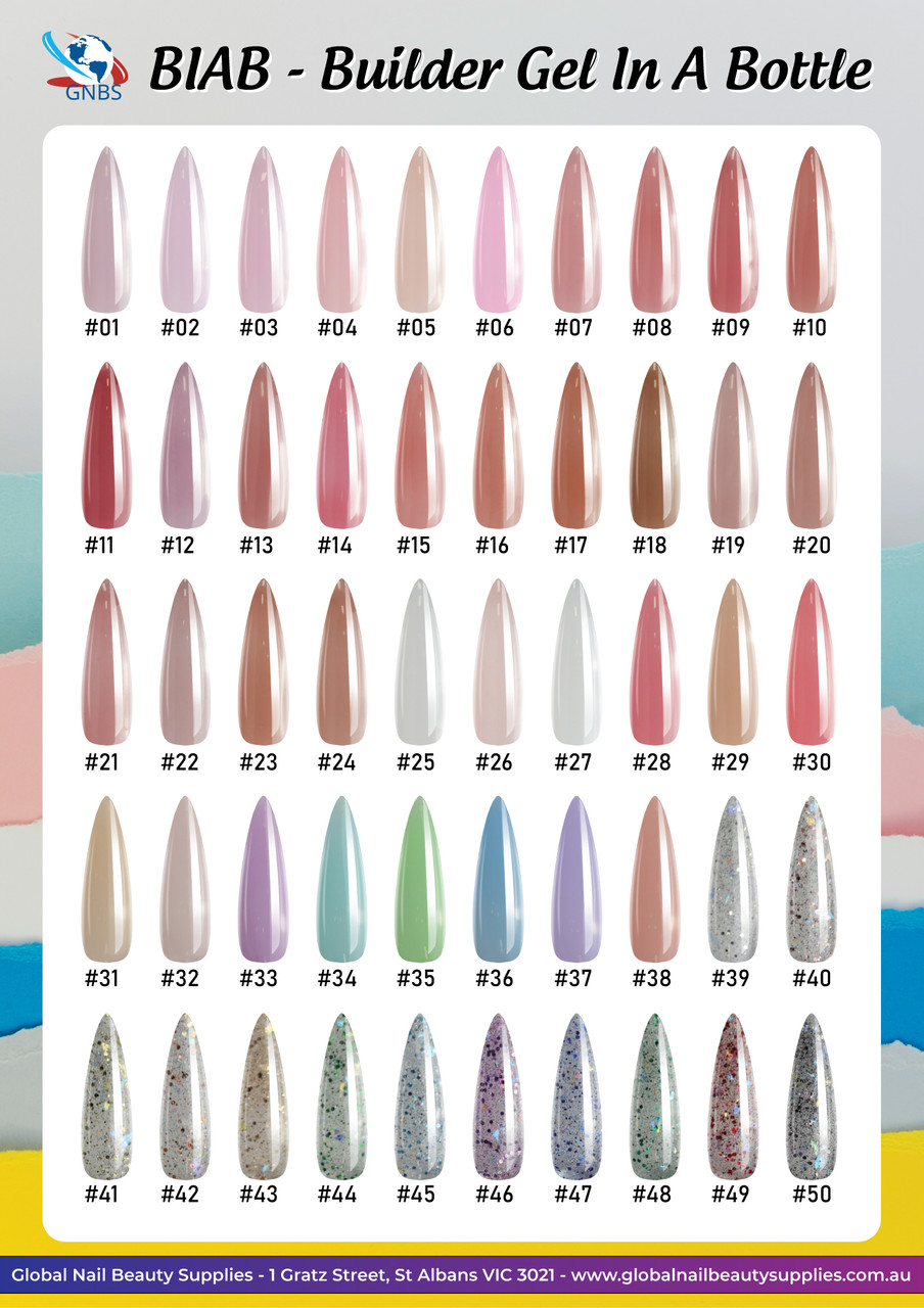 BIAB - Builder Gel In A Bottle 15ml - Color Chart
