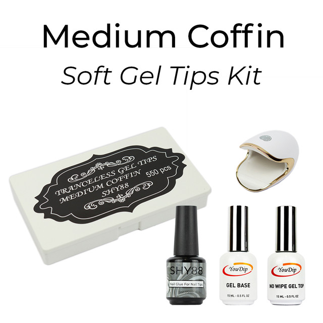 SHY88 Soft Gel Tips Kit MEDIUM COFFIN 550pcs Box