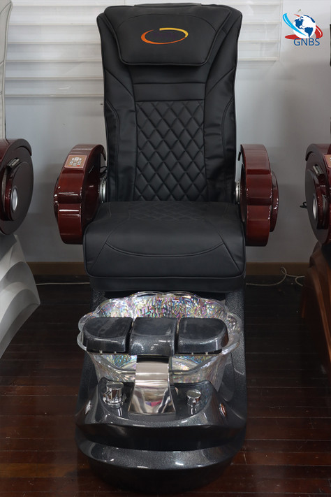Spa Pedicure Chair For Nail Salon - Black Chair /  Black Base