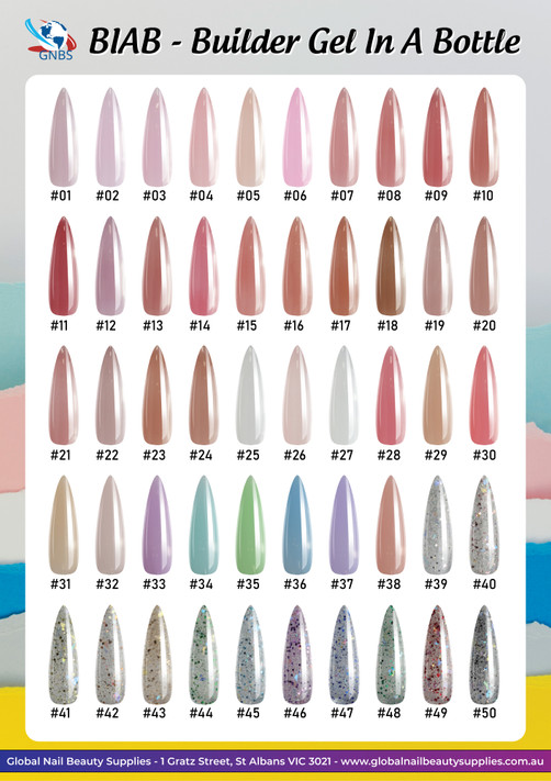 BIAB - Builder Gel In A Bottle 15ml - Color Chart