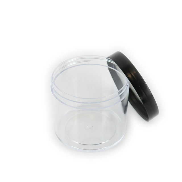 Empty Plastic Container For Powder 8oz Black Cap