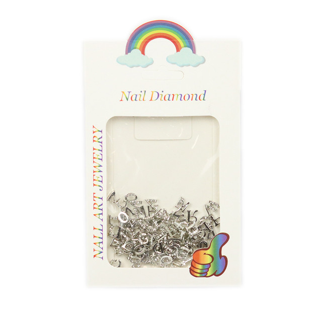 Letter Name Nail Diamond Nail Art Jewelry - Silver