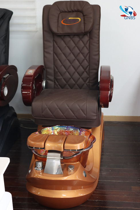 Spa Pedicure Chair For Nail Salon - Dark Brown Chair / Cappuccino Base