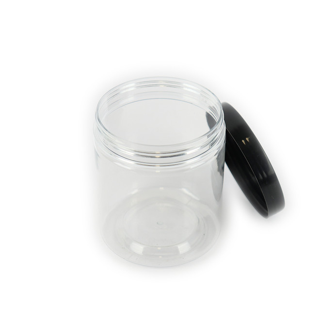 Empty Plastic Container For Powder 16oz Black Cap