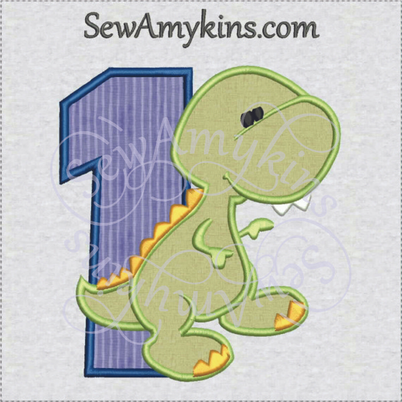 Baby Dinosaur One First Birthday Applique Machine Embroidery Design