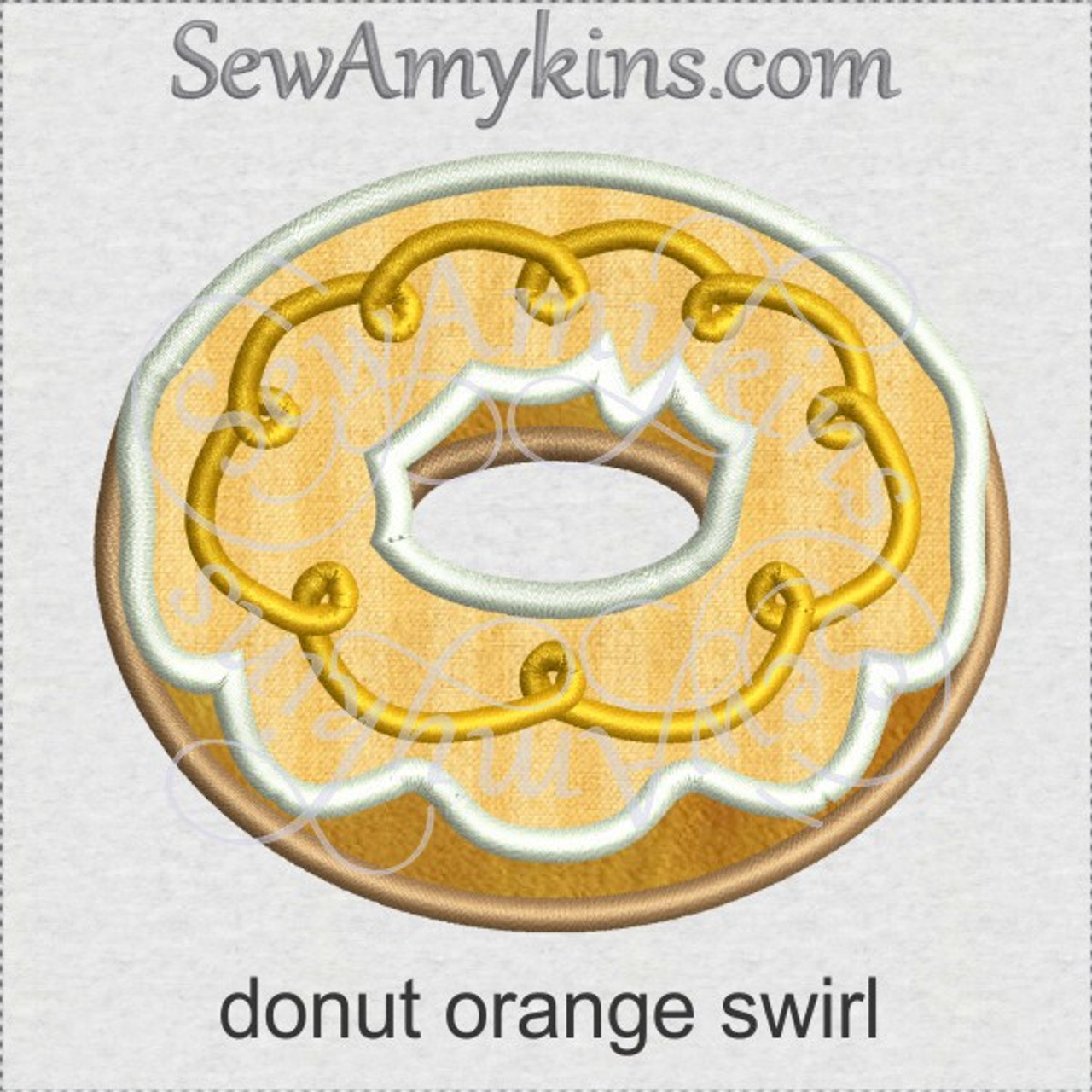 Download Donut Applique Machine Embroidery Design Doughnut 3 Sizes Orange Swirl Icing Sewamykins