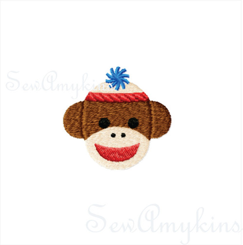 BOY Sock Monkey mini fill stitch machine embroidery design