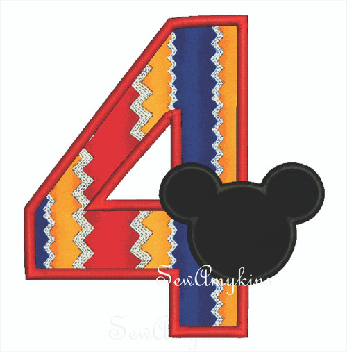 Mickey Mouse applique Number 4