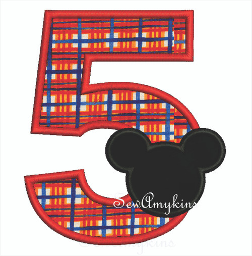 Mickey Mouse applique Number 5