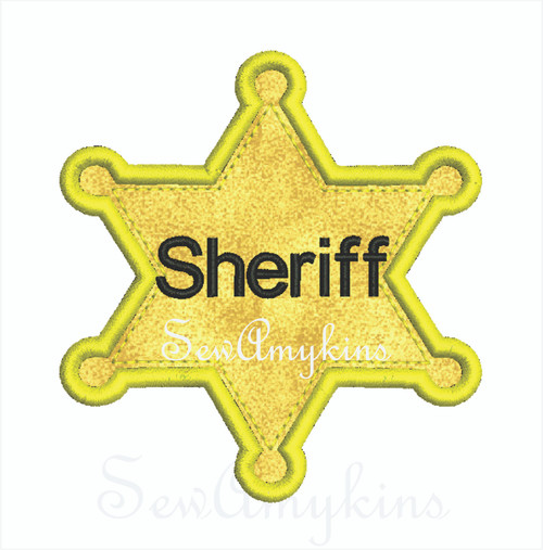 Sheriff Badge Star applique 6 points