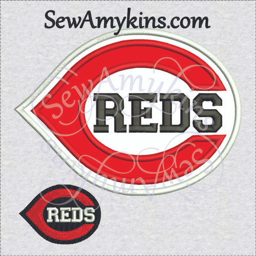 Cincinnati reds baseball logo applique machine embroidery design